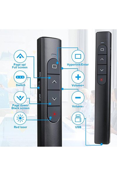 erorex Wireless Presenter Remote Presentation Clicker With Hyperlink And Volume Remote Control Powerpoint