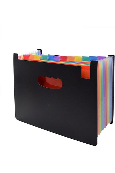 erorex 12 Pockets Expanding File And Cover Folder Rainbow Twill A4 File Organizer Plastic Portable Desktop