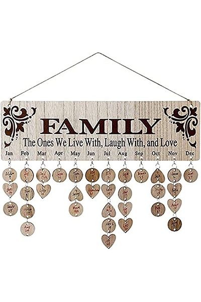 erorex Family Birthday Reminder Calendar Wall Hanging Diy Wooden With 100 Tags Keep Track Of Birthdays