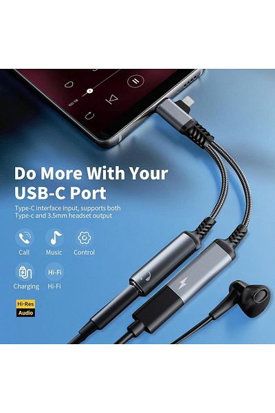 erorex محول سماعة الرأس والشاحن لهاتف آيفون 2 في 1 من Lightning إلى 3.5 مم Aux Audio وشاحن Lightning