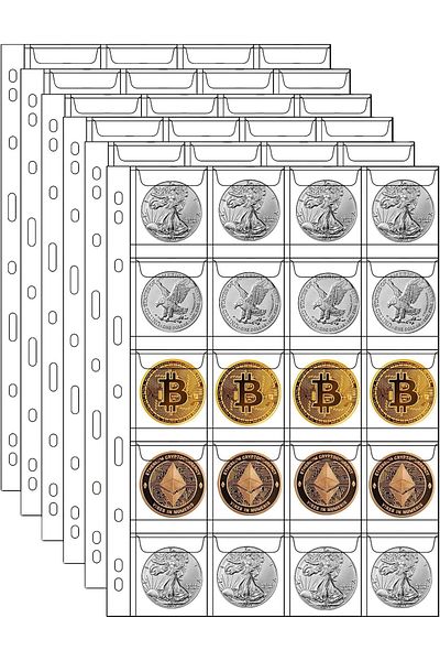 erorex 200 Pocket Coin Pages For Collectors Standard 9 Hole Coin Collection Pages Fit Most Binder Coin