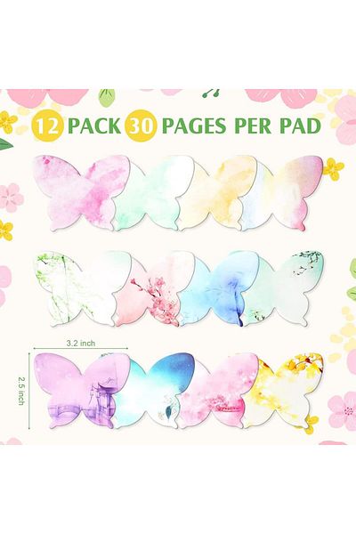 erorex 360 Pieces Butterfly Cutout Sticky Notes Shaped Self Stick Memo Pads Colored Watercolor Paper For