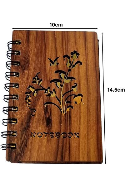 erorex Premium Wooden Blank Spiral Notebook 14.5X9.5Cm 100 Pages 80Gsm Memo Notepad Sketchbook Students