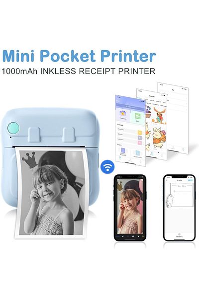 erorex Portable Mini Printer Mini Thermal Printer Bluetooth Photo Printer Inkless Pocket Printer With 7