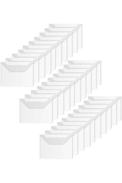 erorex Pockets File Folder Transparent File Envelope 30 Pack Clear Document Folders A4 Clear File Bags