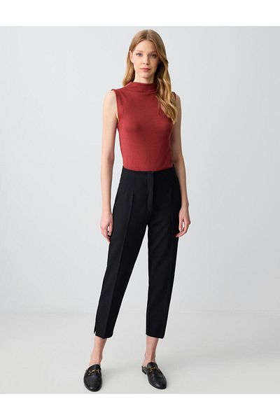 Jimmy Key Black High Waist Regular Leg Short Woven Trousers