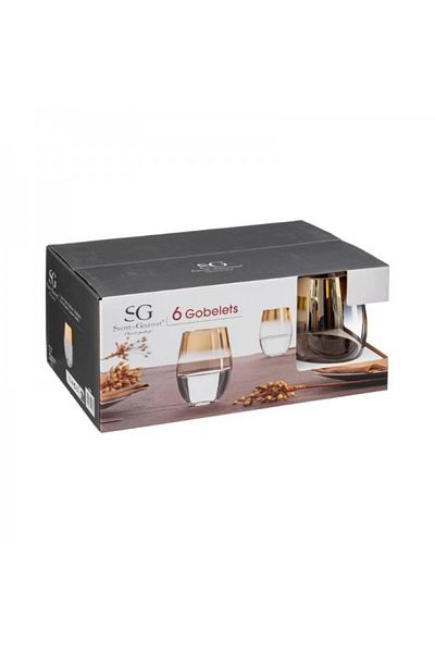 Secret de Gourmet Set of 6 universal glasses, Arya Gold, 540 ml