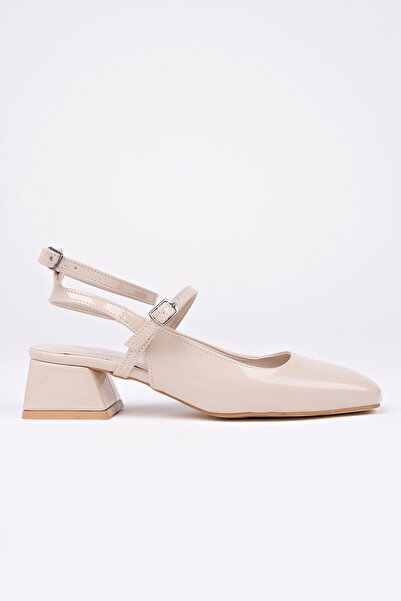 MUGGO Chopra Square Toe Double Belted Ankle Strap Open Back Low Heel Shoes