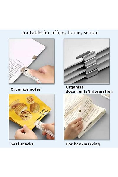 erorex Portable Stapler 2 Pcs With 100 Pcs Binder Clips Multifunction Paper Storage Artifact Creative Free