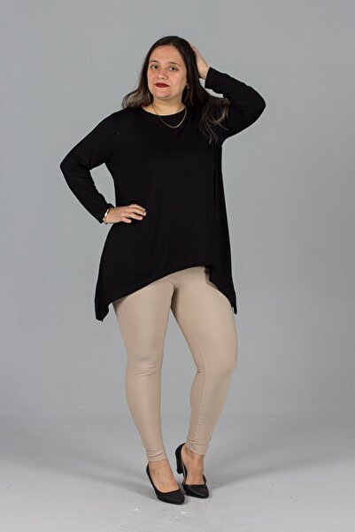 Truva XXL Μαύρο τουνίκ μεγάλου μεγέθους με δυνατότητα επέκτασης φούστα