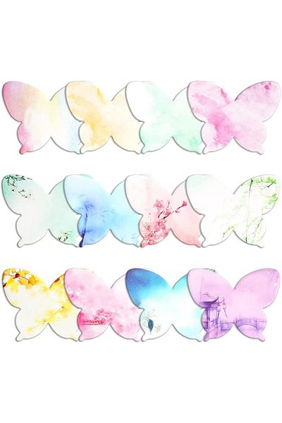 erorex 360 Pieces Butterfly Cutout Sticky Notes Shaped Self Stick Memo Pads Colored Watercolor Paper For