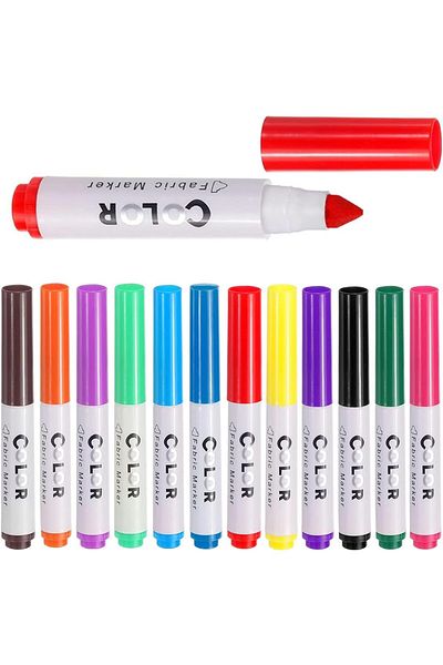 erorex 12 Colors Fabric Markers Pen Permanent Fabric Paint Pens Art Markers Set Quick Dry Waterproof