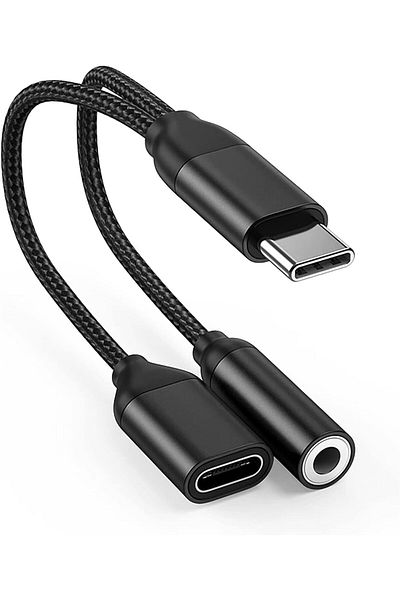 erorex Usb C Splitter Usb C To 3.5Mm Headphone And Charger Adapter 2 In 1 Type C To Hi Res 3.5Mm Audio