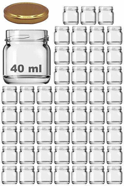 Afracam 40 ml Metal Gold Kapaklı 40 Cc Şeffaf Numune Cam Kavanoz Küçük 50 Adet