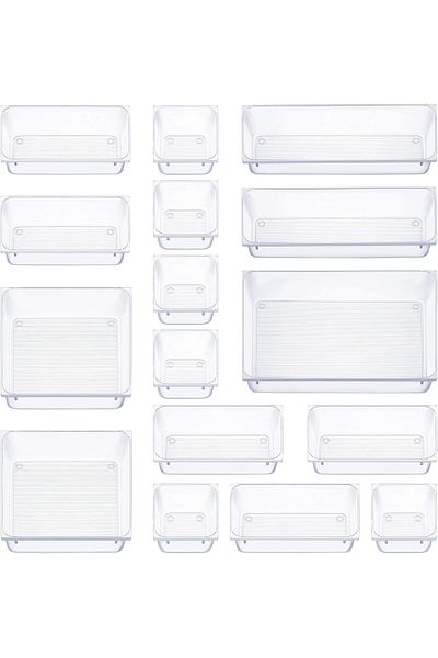 erorex Clear Plastic Drawer Organizers Set Versatile Bathroom And Vanity Drawer Organizer Trays Storage