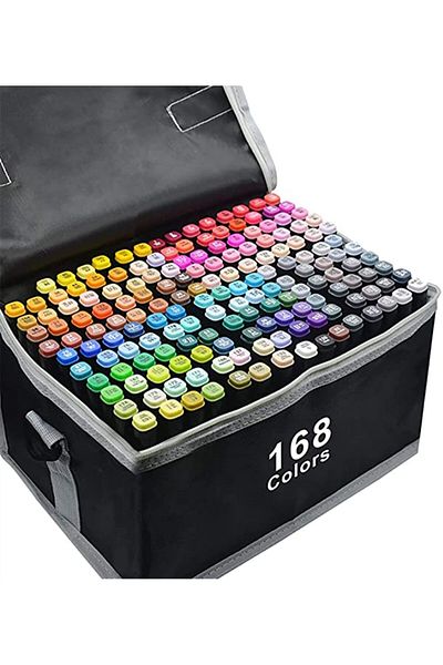 erorex Alcohol Based Sketch Markers For Drawing With Shoulder Travel Case 168 Colors