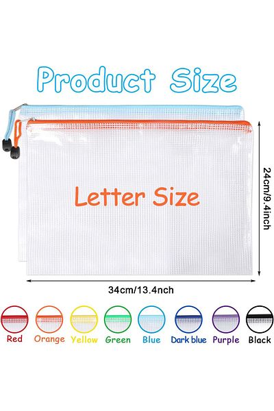 erorex Waterproof Mesh Document Bag With Zipper Different Colors For Travel Storage School Office Supplies