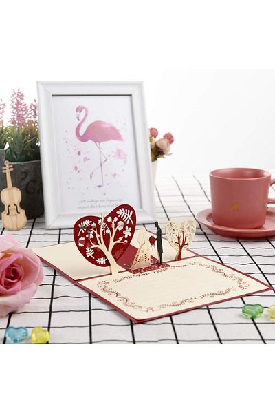 erorex Wedding Pop Up Card Handmade 3D Greeting Cards With Romantic Bride And Groom Design For Wedding