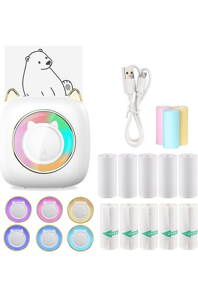 erorex Label Printer Portable Labels Thermal Printer Pocket Thermal Printer With 13 Rolls Paper Photo
