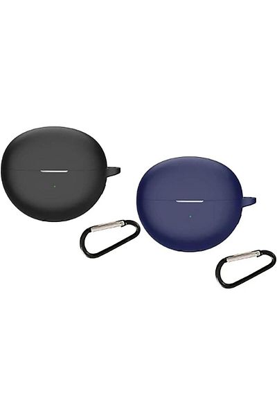 erorex قطعتان من حافظة السيليكون لسماعات الأذن اللاسلكية Soundpeats Air3 حافظة واقية مع حلقة تثبيت خطافية باللون الأسود
