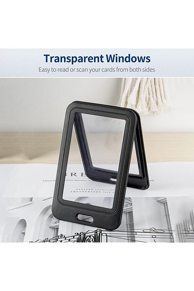 erorex 6 Pack Id Badge Holder With Double Sided Windows Vertical Hard Plastic Case Black Card Protector