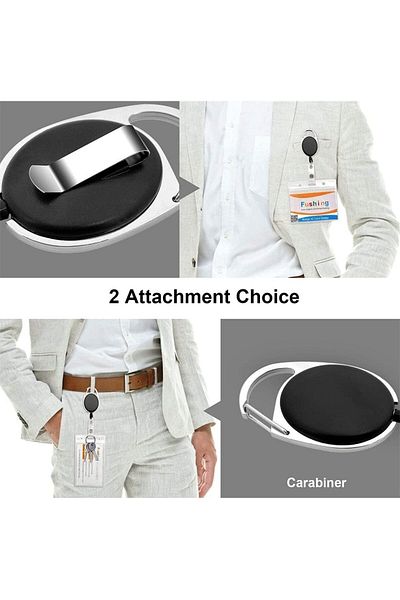 erorex Retractable Metal Oval Telescopic Keychain 10 Pack Id Badge Holders Carabiner Badge Reel With Belt