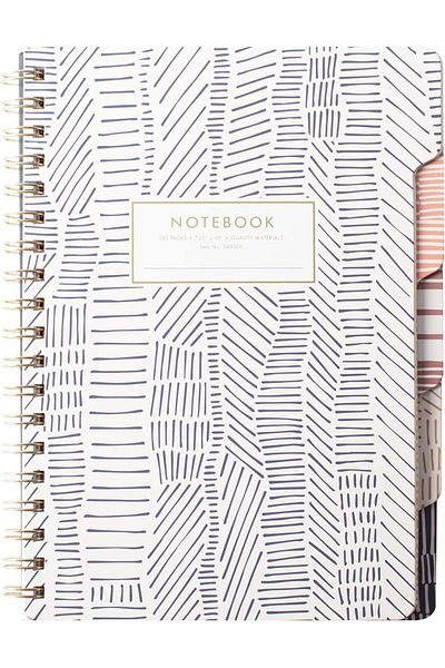 erorex Studio Large Tab Notebook Tribal Lines Flexible Paperback Cover College Ruled 5 Subject Die Cut