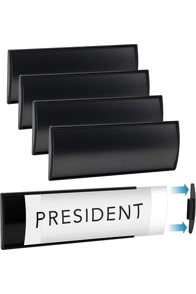 erorex Set Of 6 Sturdy And Elegant Black Aluminum Wall Mount Name Plate Holder Office Business Door Curved