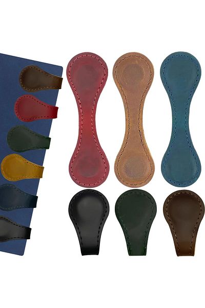 erorex Magnetic Leather Bookmark Set Of 6 Double Sided Page Markers For Reading Handmade Leather Bookmarks