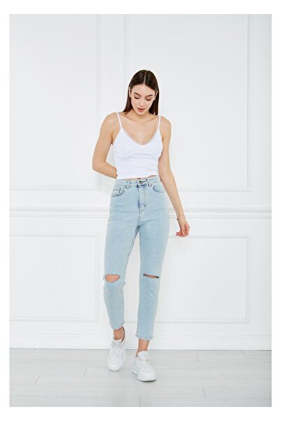 TIFFANY&TOMATO Dizi Yırtık Denim Pantolon