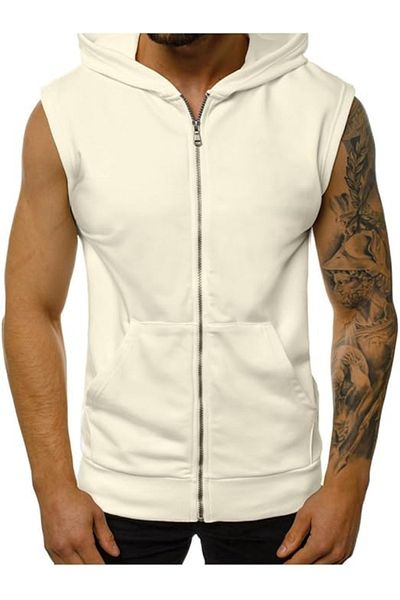 PENTHİLUS Sleeveless Zipper Hoodies, Suitable for Running, Fitness, Muscle, Hooded Shirts