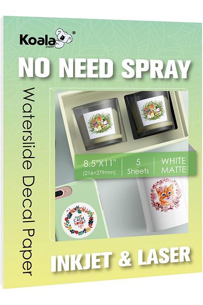 erorex Matte Waterslide Decal For Inkjet And Laser Printers No Need Spray Coating White 8.5X11 Inch Water