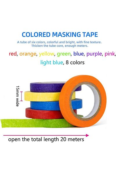 erorex 8Pcs Masking Tape Painter'S Tapes Color Craft Art For Painting Decoration Rainbow Colors Tape Craft