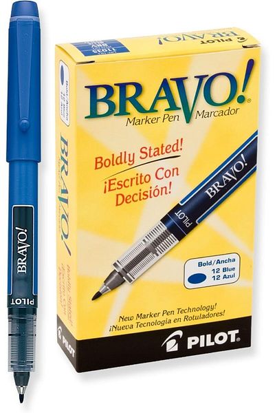 erorex Bravo Liquid Ink Marker Pens Bold Point Blue Ink 12 Pack 11035