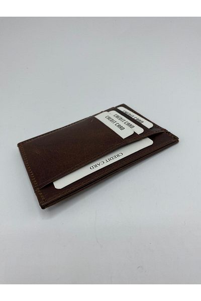 Atölyezümra Genuine Leather Card Holder Slim (Dark Brown)