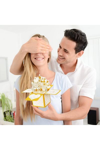 erorex Anniversary Card 3D Pop Up Greeting Cards Valentines Day Card Handmade Love Romantic Commemorative