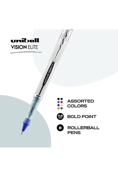 erorex Vision Elite Rollerball Pen Assorted Color 8 Pack Airplane Safe #90199