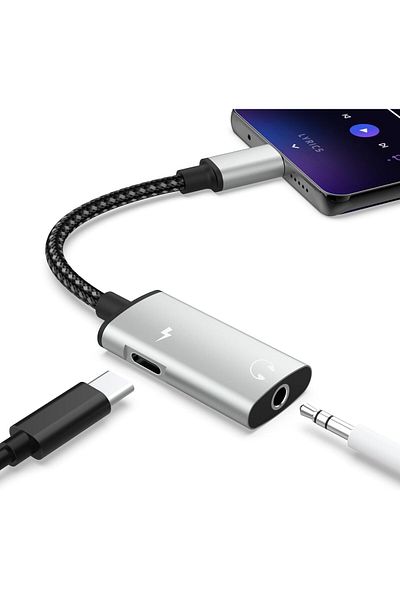 erorex Usb C To 3.5Mm Audio Adapter Usb C Headphone And Charger Adapter 2 In 1 Aux Mic Jack High