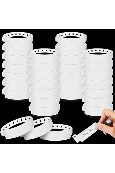 erorex 100 Pcs Hospital Wristbands White Plastic Wristbands For Events Medical Wristband Patient