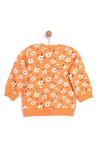 ebebek Hello Baby Hellobaby Baby Girl Sweatshirt with Ribbon Flower Print Long Sleeve