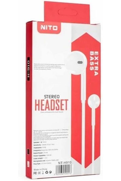 erorex V 915 Stereo Offset Wire Headset For All Mobile Phones White