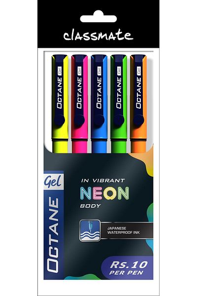 erorex Octane Neon Blue Gel Pens Pack Of 5 Smooth Writing Pens Water Proof Ink For Smudge Free Writing