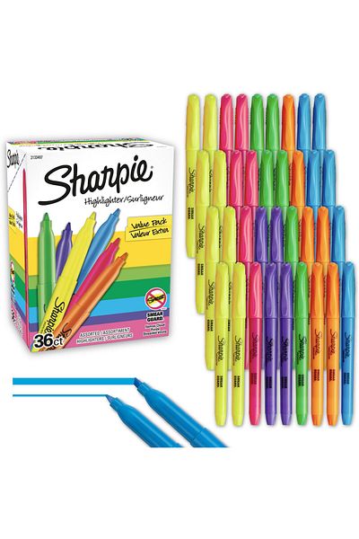 erorex Pocket Highlighters Narrow Chisel Tip Highlighter Marker Set Pack Of 36 In 6 Assorted Fluorescent