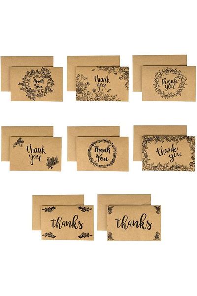 erorex Thank You Cards With Envelopes 8 Sets Premium Kraft Thank You Cards Bulk Thank You Notes With 8