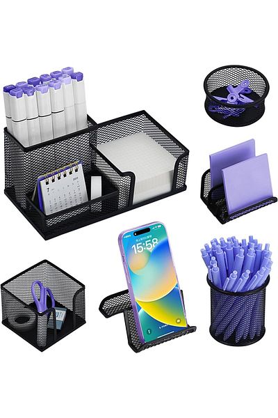 erorex Mesh Office Desk Organizer Set 6 Piece Set Of Office Desk Accessories With Pen Holder Suitable For