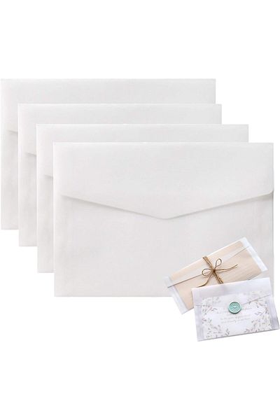 erorex Envelopes For Invitation 50 Pack 4.9X6.89 Inch White Translucent Paper Wedding Envelopes Gift Card