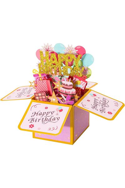 erorex Happy Birthday Pop Up Card Funny Happy Birthday Card For Women Men Sweet 3D Gift Birthday Box With