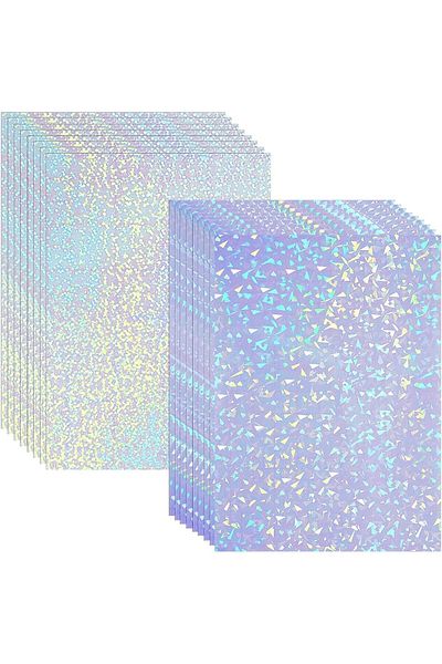erorex Holographic Self Adhesive Film 36 Sheets Holographic Sticker Paper Clear Waterproof Transparent