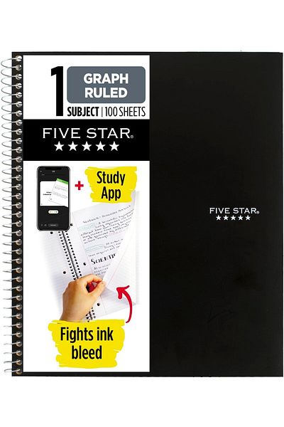 erorex Spiral Notebook 1 Subject Graph Ruled Paper 11 Inch X 8 1 2 Inch 100 Sheets Black 73679