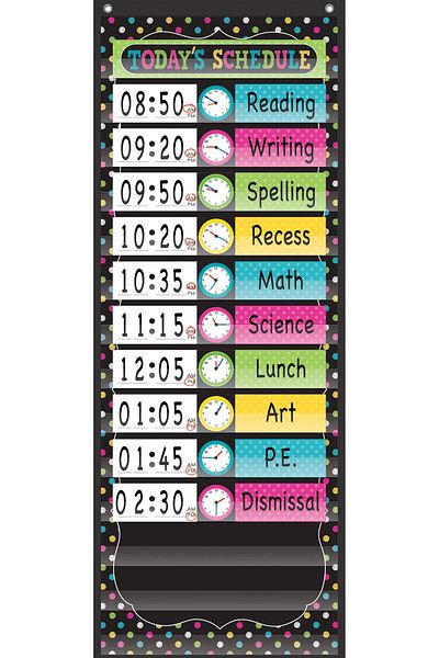erorex Tcr20752 Chalkboard Brights 14 Pocket Daily Schedule Nylon Vinyl Black